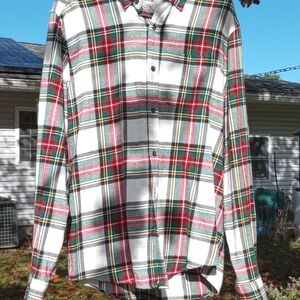 St. John's Bay Red and Green Plaid Button Down Shirt